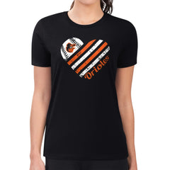 Baltimore Orioles G-III 4Her by Carl Banks Women's Super-Slim Fit Lightweight Heart Graphic T-Shirt - Black T-shirts