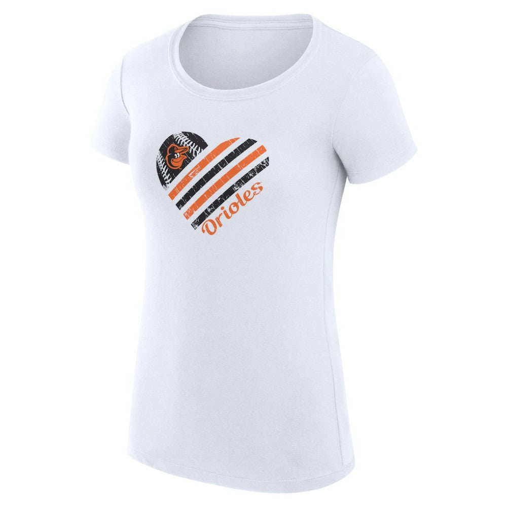Baltimore Orioles G-III 4Her by Carl Banks Women's Super-Slim Fit Lightweight Heart Graphic T-Shirt - White T-shirts