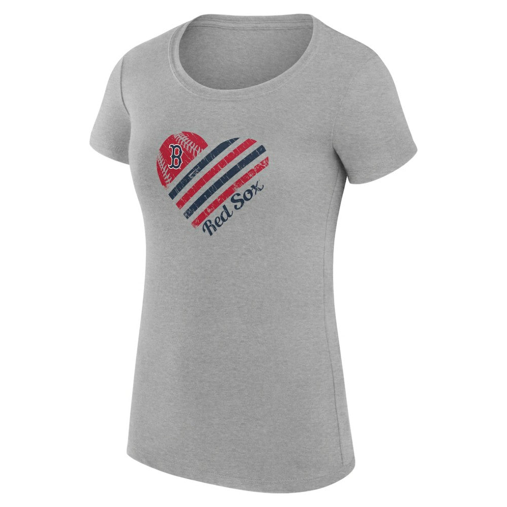 Boston Red Sox G-III 4Her by Carl Banks Women's Super-Slim Fit Lightweight Heart Graphic T-Shirt - Heather Gray T-shirts