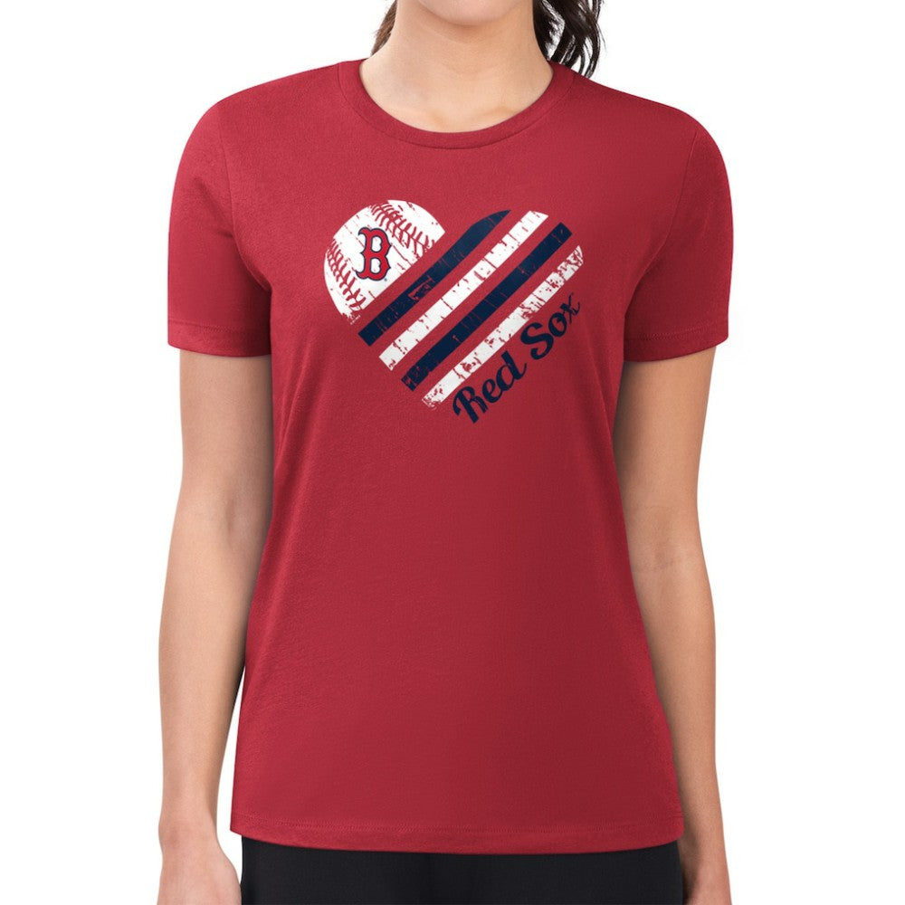Boston Red Sox G-III 4Her by Carl Banks Women's Super-Slim Fit Lightweight Heart Graphic T-Shirt - Red T-shirts
