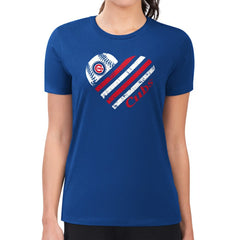 Chicago Cubs G-III 4Her by Carl Banks Women's Super-Slim Fit Lightweight Heart Graphic T-Shirt - Royal T-shirts