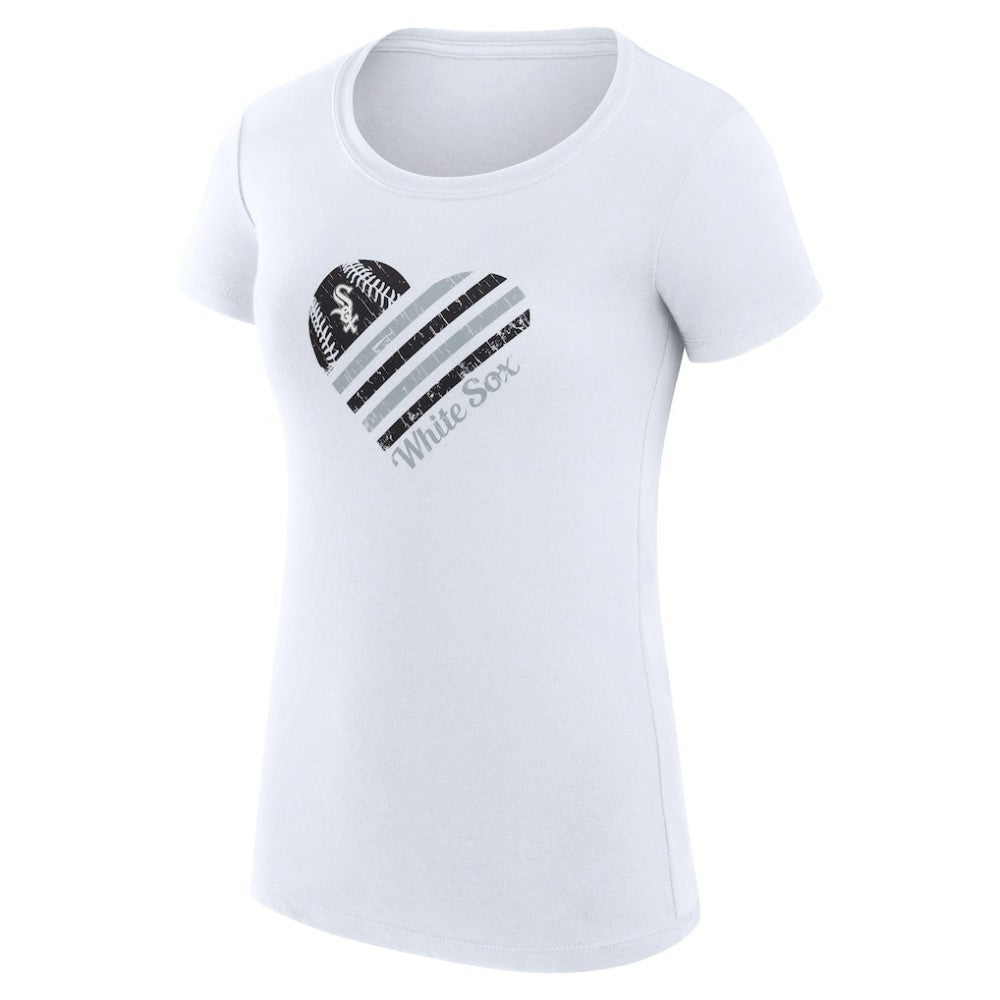 Chicago White Sox G-III 4Her by Carl Banks Women's Super-Slim Fit Lightweight Heart Graphic T-Shirt - White T-shirts