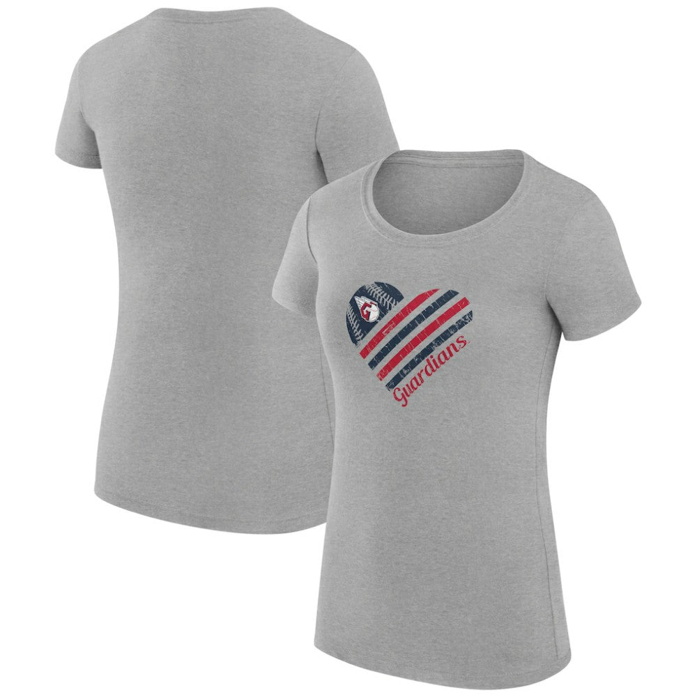 Cleveland Guardians G-III 4Her by Carl Banks Women's Super-Slim Fit Lightweight Heart Graphic T-Shirt - Heather Gray T-shirts