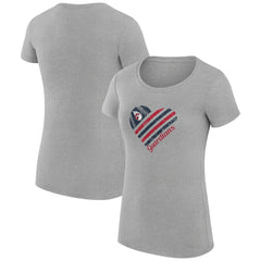 Cleveland Guardians G-III 4Her by Carl Banks Women's Super-Slim Fit Lightweight Heart Graphic T-Shirt - Heather Gray T-shirts