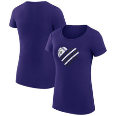 Colorado Rockies G-III 4Her by Carl Banks Women's Super-Slim Fit Lightweight Heart Graphic T-Shirt - Purple T-shirts