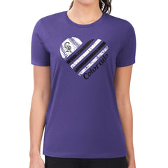 Colorado Rockies G-III 4Her by Carl Banks Women's Super-Slim Fit Lightweight Heart Graphic T-Shirt - Purple T-shirts