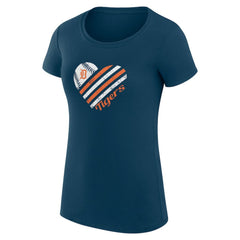 Detroit Tigers G-III 4Her by Carl Banks Women's Super-Slim Fit Lightweight Heart Graphic T-Shirt - Navy T-shirts