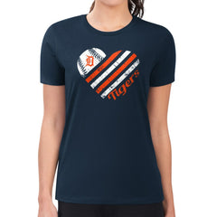 Detroit Tigers G-III 4Her by Carl Banks Women's Super-Slim Fit Lightweight Heart Graphic T-Shirt - Navy T-shirts