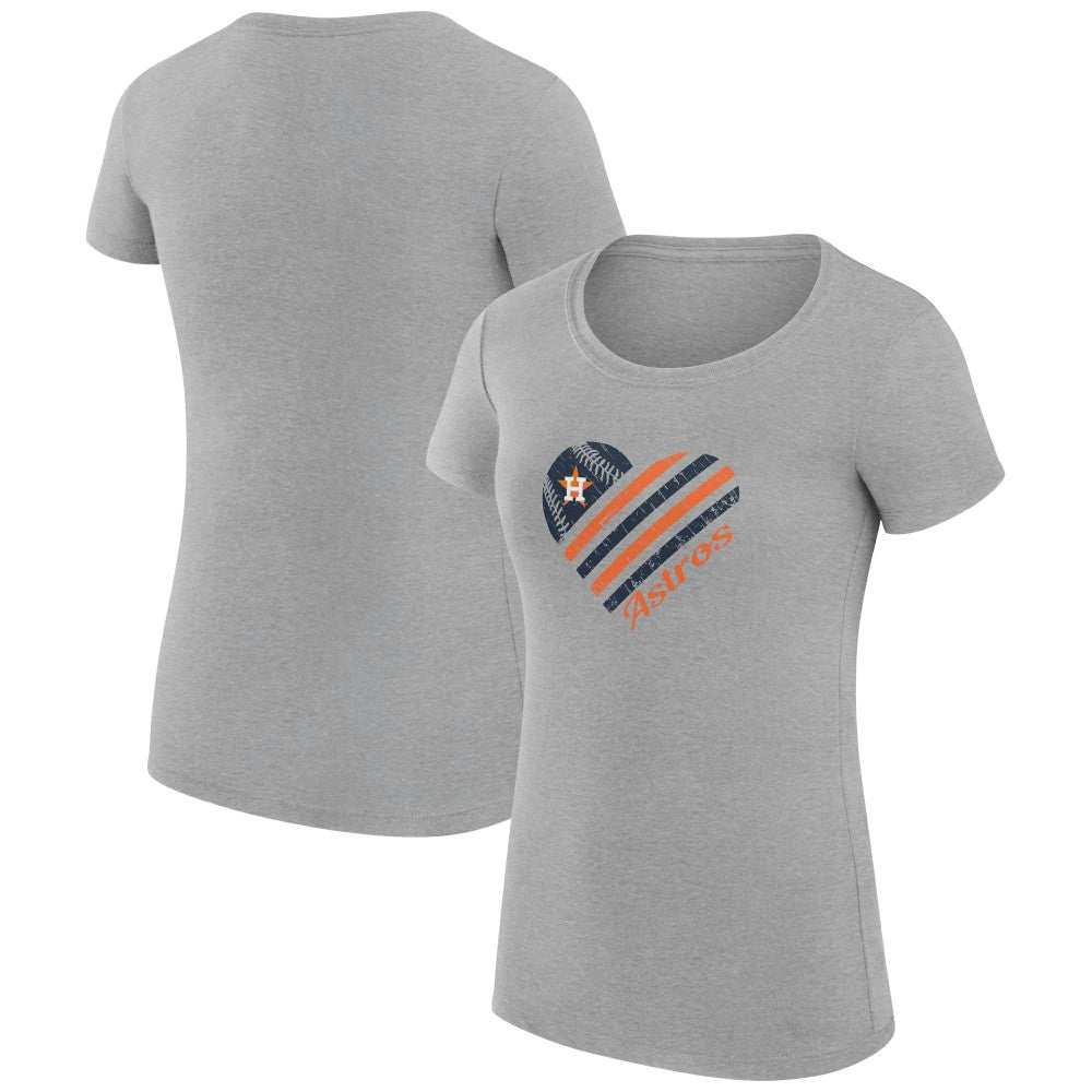 Houston Astros G-III 4Her by Carl Banks Women's Super-Slim Fit Lightweight Heart Graphic T-Shirt - Heather Gray T-shirts