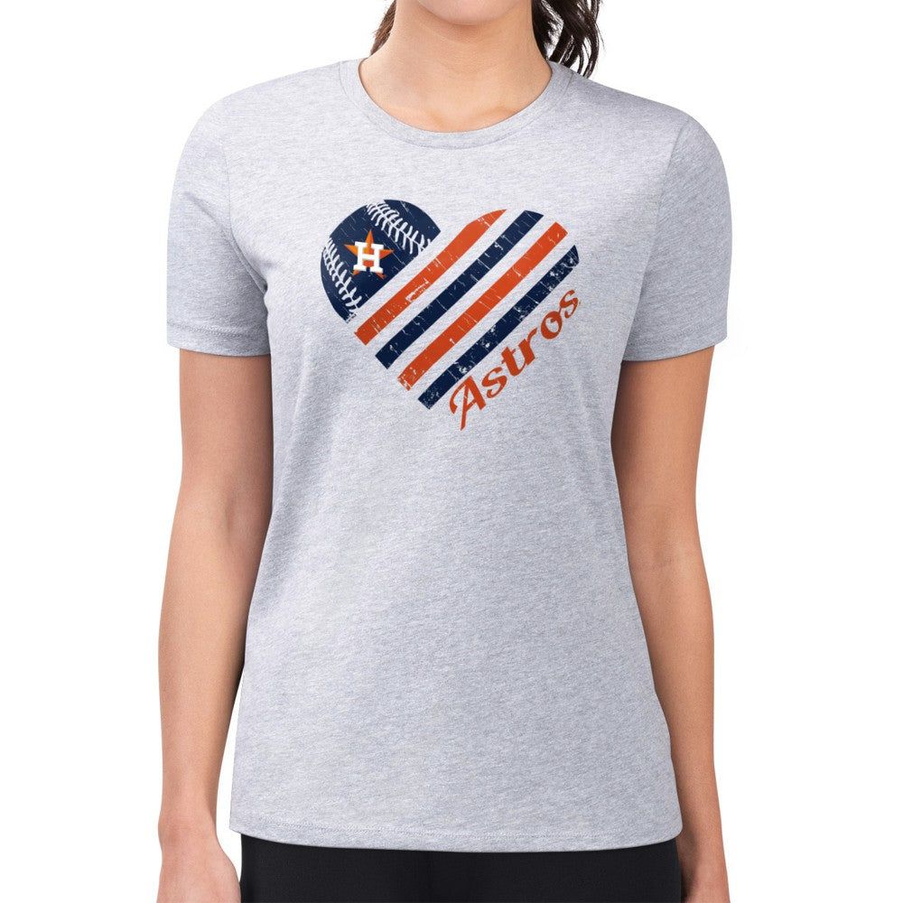 Houston Astros G-III 4Her by Carl Banks Women's Super-Slim Fit Lightweight Heart Graphic T-Shirt - Heather Gray T-shirts