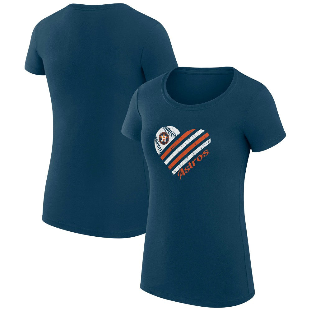 Houston Astros G-III 4Her by Carl Banks Women's Super-Slim Fit Lightweight Heart Graphic T-Shirt - Navy T-shirts