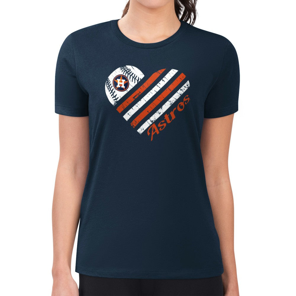 Houston Astros G-III 4Her by Carl Banks Women's Super-Slim Fit Lightweight Heart Graphic T-Shirt - Navy T-shirts