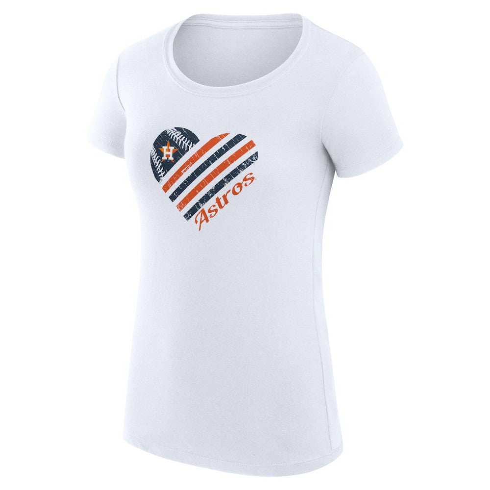 Houston Astros G-III 4Her by Carl Banks Women's Super-Slim Fit Lightweight Heart Graphic T-Shirt - White T-shirts