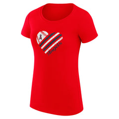 Los Angeles Angels G-III 4Her by Carl Banks Women's Super-Slim Fit Lightweight Heart Graphic T-Shirt - Red T-shirts