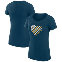 Milwaukee Brewers G-III 4Her by Carl Banks Women's Super-Slim Fit Lightweight Heart Graphic T-Shirt - Navy T-shirts