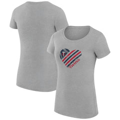Minnesota Twins G-III 4Her by Carl Banks Women's Super-Slim Fit Lightweight Heart Graphic T-Shirt - Heather Gray T-shirts