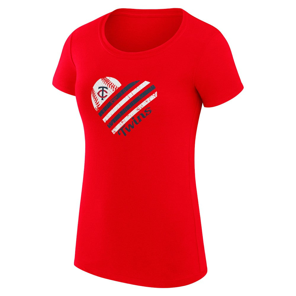 Minnesota Twins G-III 4Her by Carl Banks Women's Super-Slim Fit Lightweight Heart Graphic T-Shirt - Red T-shirts