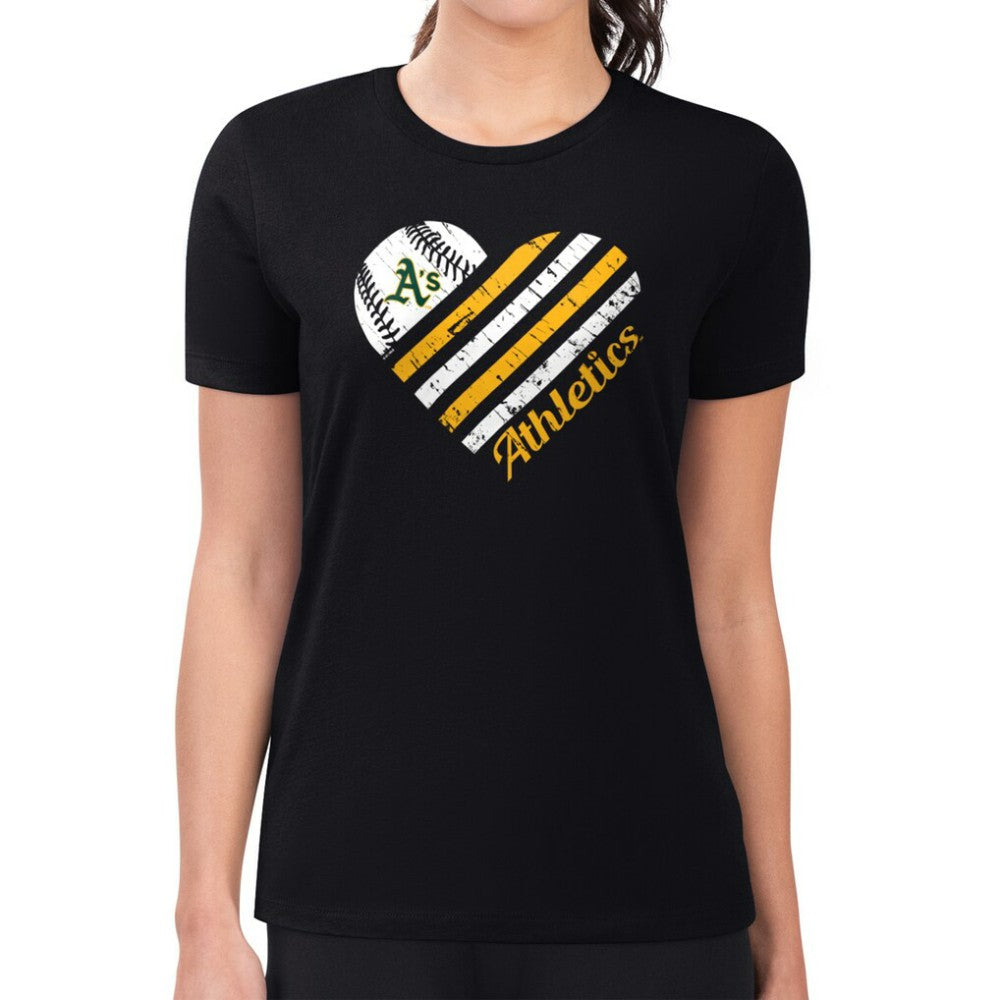 Athletics G-III 4Her by Carl Banks Women's Super-Slim Fit Lightweight Heart Graphic T-Shirt - Black T-shirts