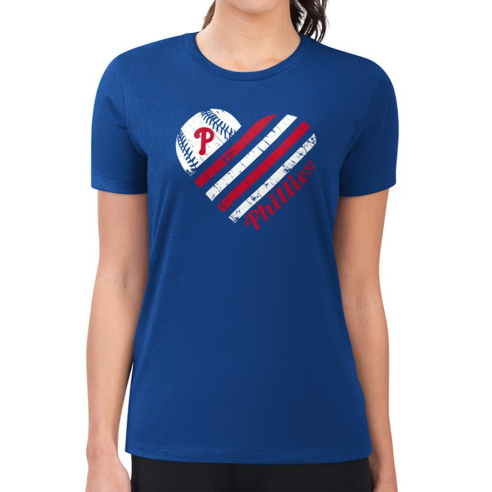 Philadelphia Phillies G-III 4Her by Carl Banks Women's Super-Slim Fit Lightweight Heart Graphic T-Shirt - Royal T-shirts