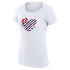 Philadelphia Phillies G-III 4Her by Carl Banks Women's Super-Slim Fit Lightweight Heart Graphic T-Shirt - White T-shirts