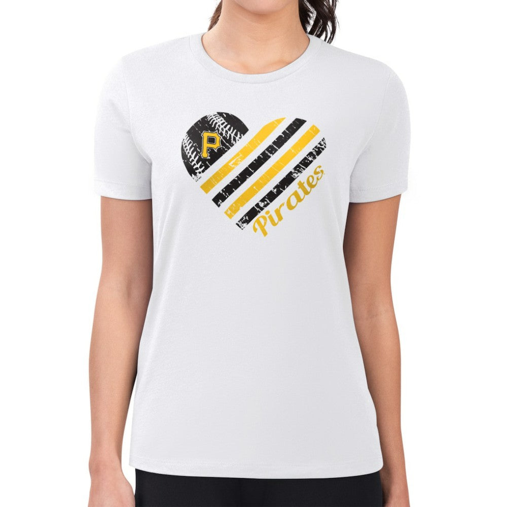 Pittsburgh Pirates G-III 4Her by Carl Banks Women's Super-Slim Fit Lightweight Heart Graphic T-Shirt - White T-shirts