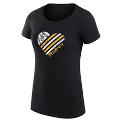 San Diego Padres G-III 4Her by Carl Banks Women's Super-Slim Fit Lightweight Heart Graphic T-Shirt - Black T-shirts