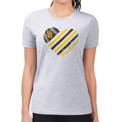 San Diego Padres G-III 4Her by Carl Banks Women's Super-Slim Fit Lightweight Heart Graphic T-Shirt - Heather Gray T-shirts