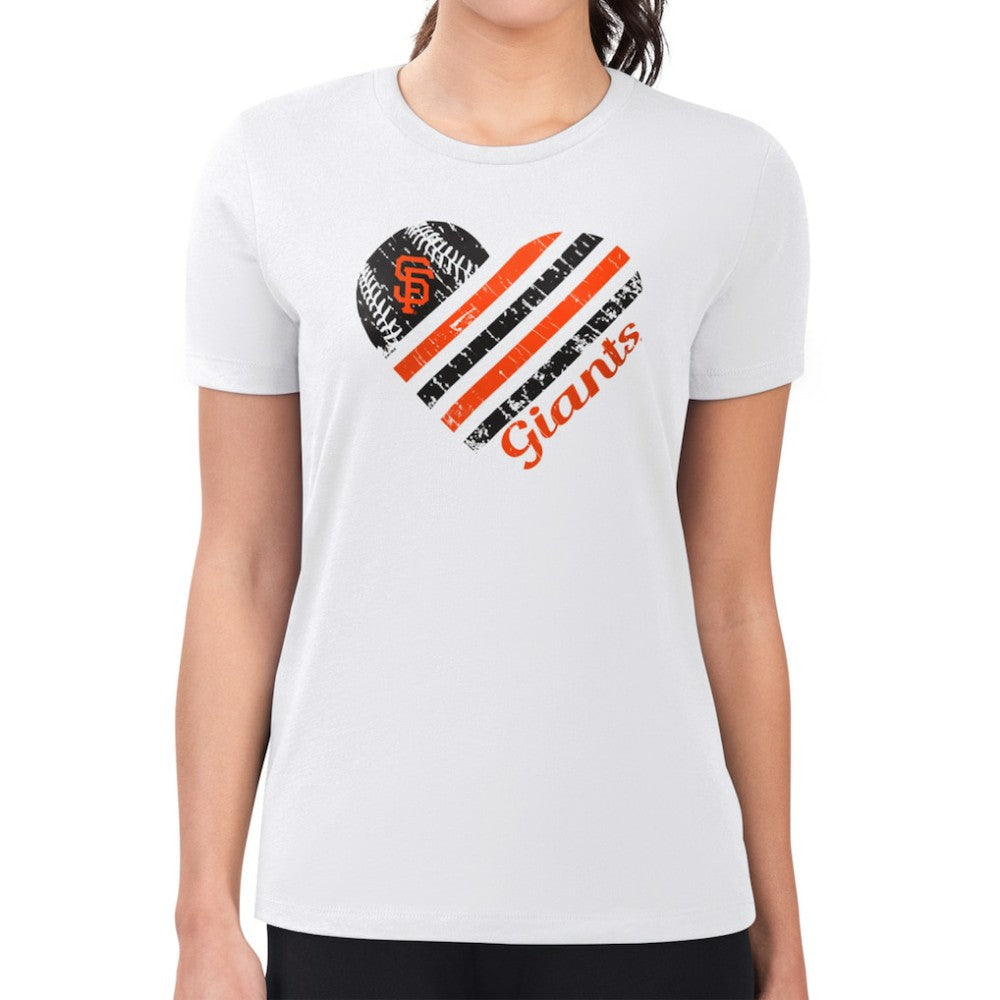 San Francisco Giants G-III 4Her by Carl Banks Women's Super-Slim Fit Lightweight Heart Graphic T-Shirt - White T-shirts