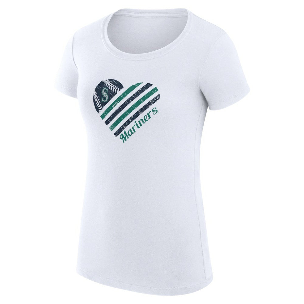 Seattle Mariners G-III 4Her by Carl Banks Women's Super-Slim Fit Lightweight Heart Graphic T-Shirt - White T-shirts