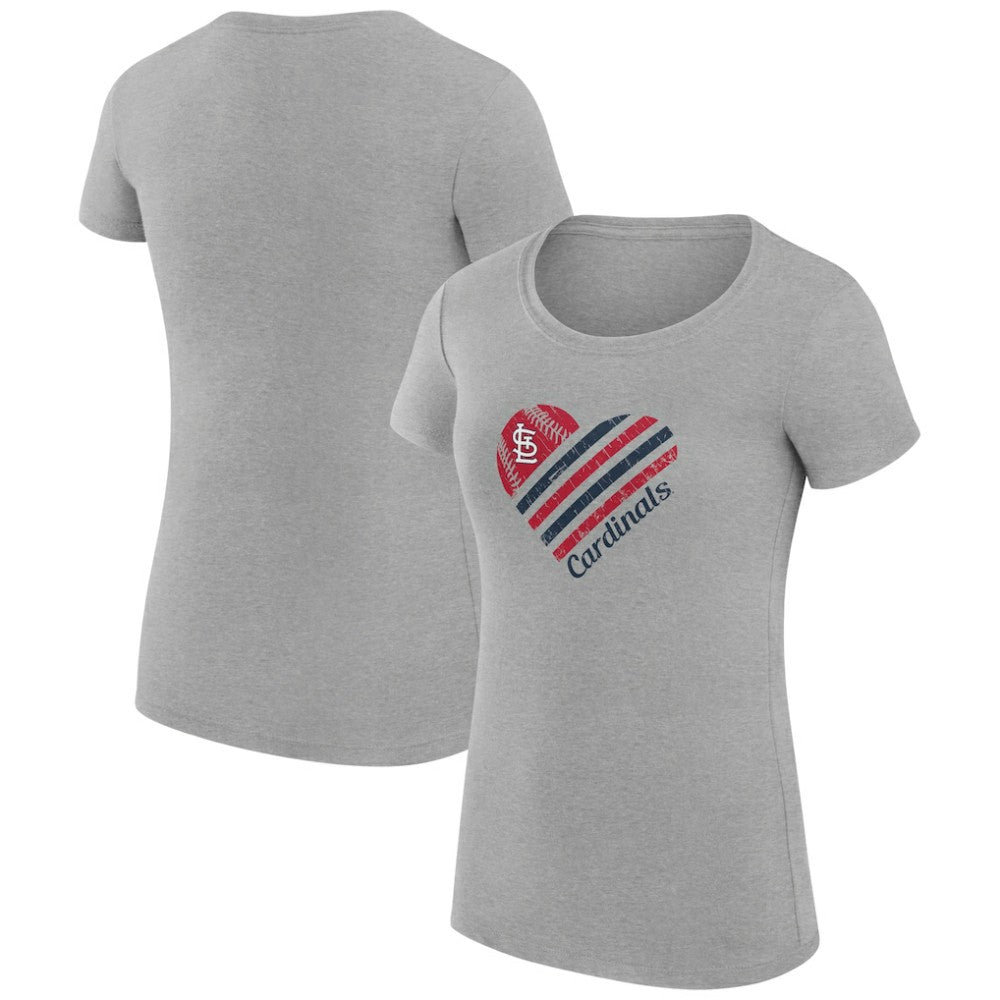 St. Louis Cardinals G-III 4Her by Carl Banks Women's Super-Slim Fit Lightweight Heart Graphic T-Shirt - Heather Gray T-shirts