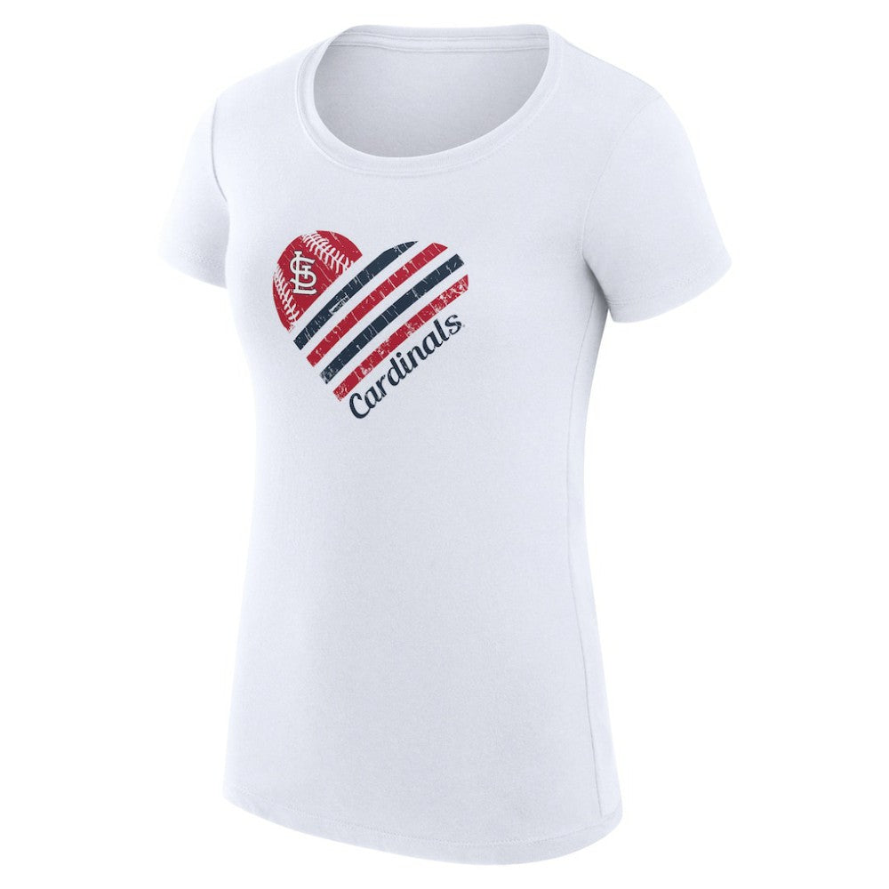 St. Louis Cardinals G-III 4Her by Carl Banks Women's Super-Slim Fit Lightweight Heart Graphic T-Shirt - White T-shirts