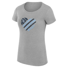 Tampa Bay Rays G-III 4Her by Carl Banks Women's Super-Slim Fit Lightweight Heart Graphic T-Shirt - Heather Gray T-shirts