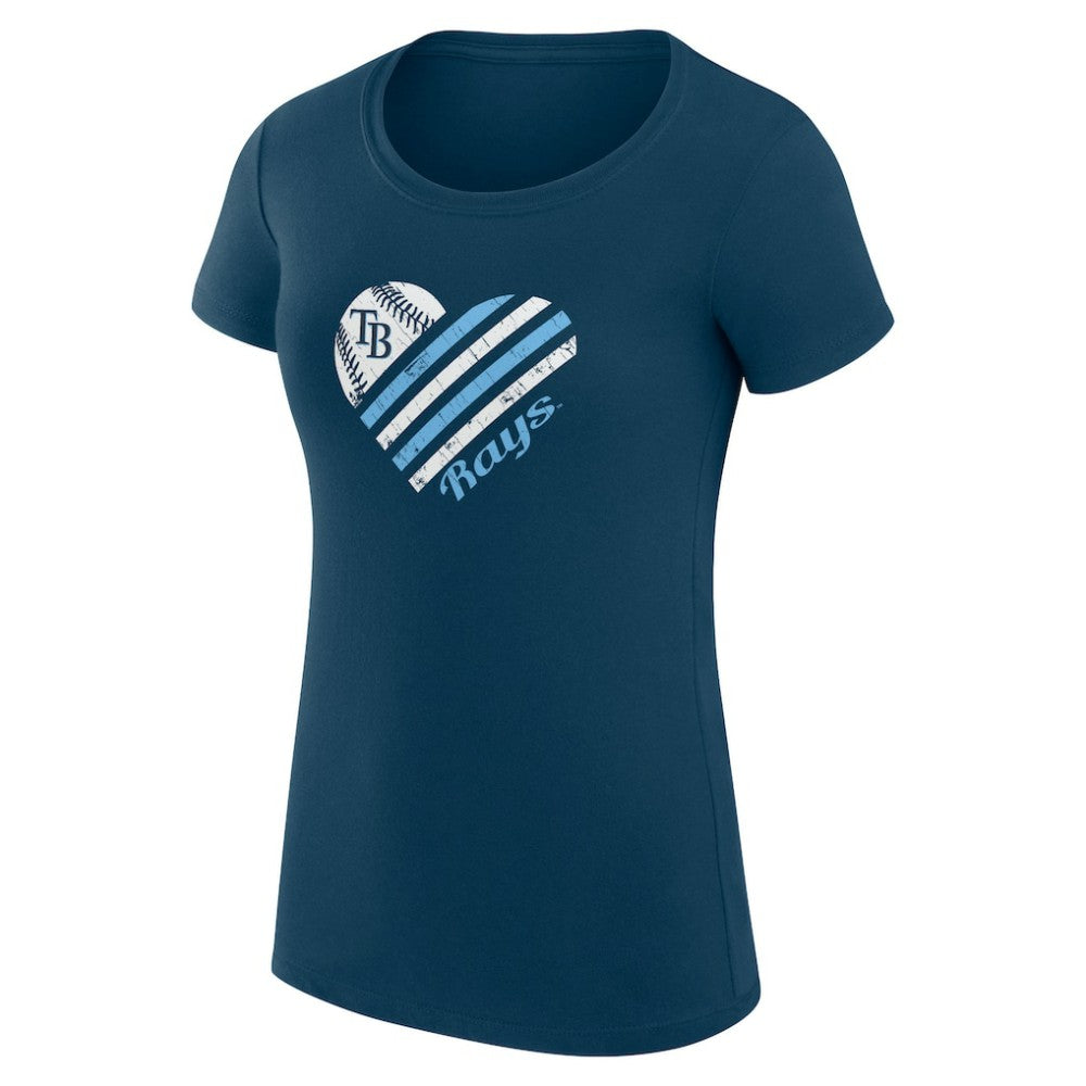 Tampa Bay Rays G-III 4Her by Carl Banks Women's Super-Slim Fit Lightweight Heart Graphic T-Shirt - Navy T-shirts