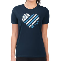 Tampa Bay Rays G-III 4Her by Carl Banks Women's Super-Slim Fit Lightweight Heart Graphic T-Shirt - Navy T-shirts