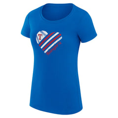 Texas Rangers G-III 4Her by Carl Banks Women's Super-Slim Fit Lightweight Heart Graphic T-Shirt - Royal T-shirts