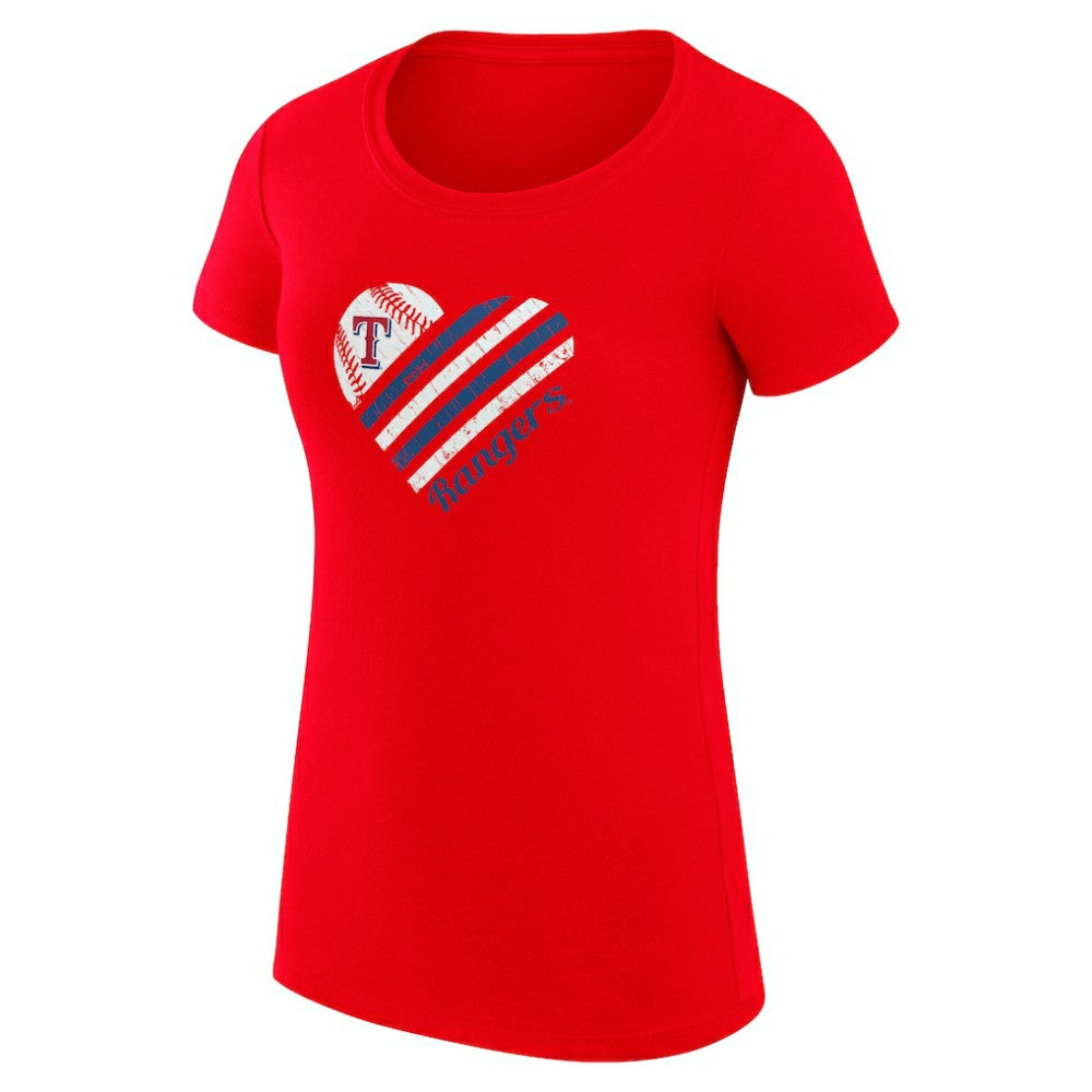 Texas Rangers G-III 4Her by Carl Banks Women's Super-Slim Fit Lightweight Heart Graphic T-Shirt - Red T-shirts