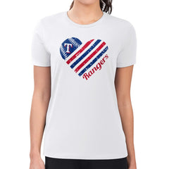 Texas Rangers G-III 4Her by Carl Banks Women's Super-Slim Fit Lightweight Heart Graphic T-Shirt - White T-shirts