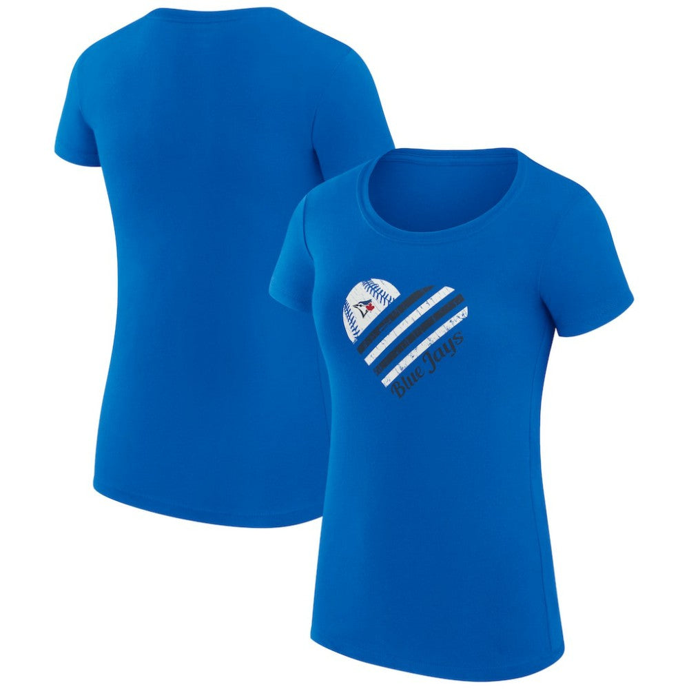 Toronto Blue Jays G-III 4Her by Carl Banks Women's Super-Slim Fit Lightweight Heart Graphic T-Shirt - Royal T-shirts