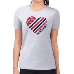 Washington Nationals G-III 4Her by Carl Banks Women's Super-Slim Fit Lightweight Heart Graphic T-Shirt - Heather Gray T-shirts