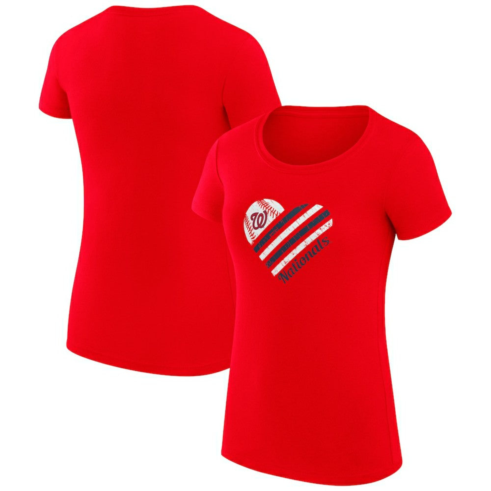 Washington Nationals G-III 4Her by Carl Banks Women's Super-Slim Fit Lightweight Heart Graphic T-Shirt - Red T-shirts