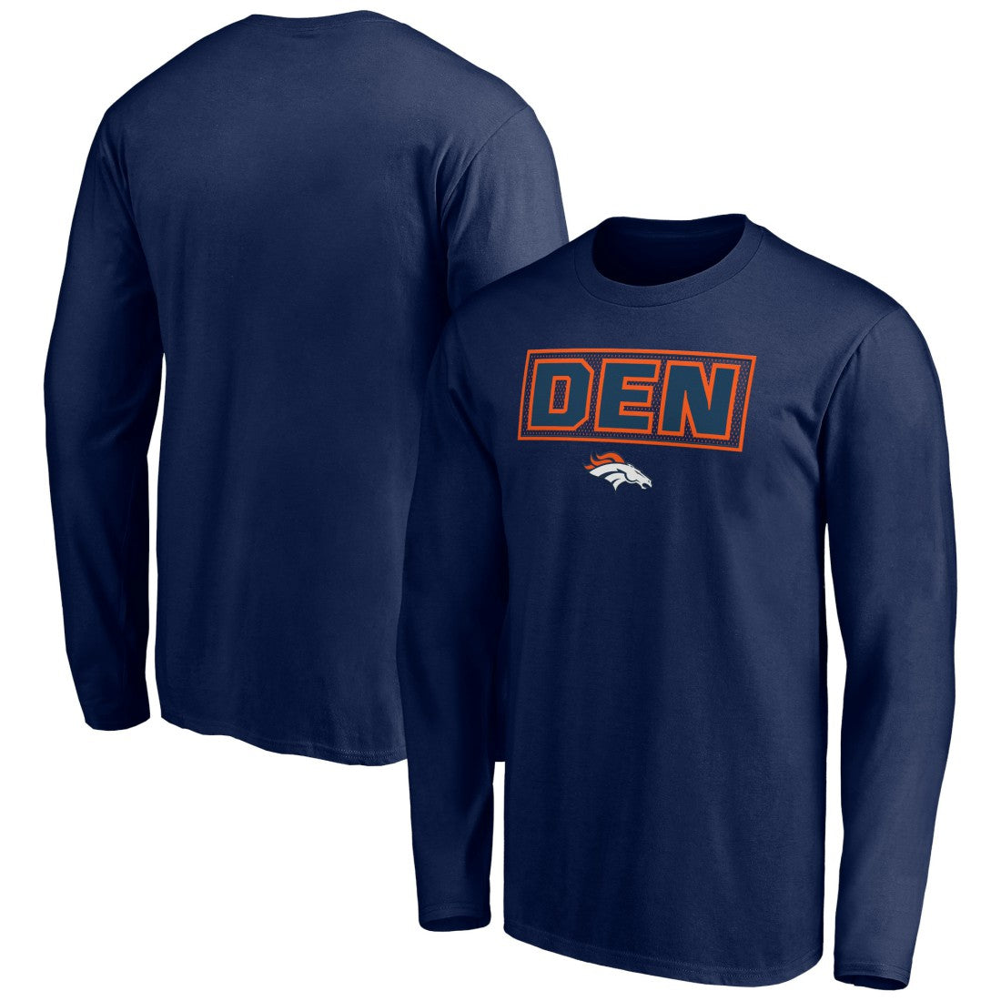 Denver Broncos Squad Throwbacks Long Sleeve T-Shirt Navy