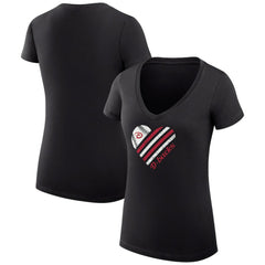 Arizona Diamondbacks G-III 4Her by Carl Banks Women's Super-Slim Fit Lightweight Heart V-Neck T-Shirt - Black T-shirts