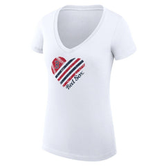 Boston Red Sox G-III 4Her by Carl Banks Women's Super-Slim Fit Lightweight Heart V-Neck T-Shirt - White T-shirts