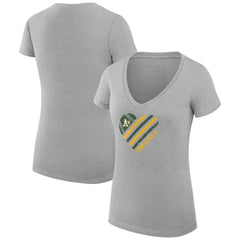 Athletics G-III 4Her by Carl Banks Women's Super-Slim Fit Lightweight Heart V-Neck T-Shirt - Heather Gray T-shirts