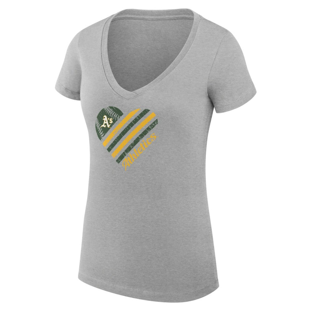 Athletics G-III 4Her by Carl Banks Women's Super-Slim Fit Lightweight Heart V-Neck T-Shirt - Heather Gray T-shirts