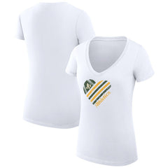 Athletics G-III 4Her by Carl Banks Women's Super-Slim Fit Lightweight Heart V-Neck T-Shirt - White T-shirts
