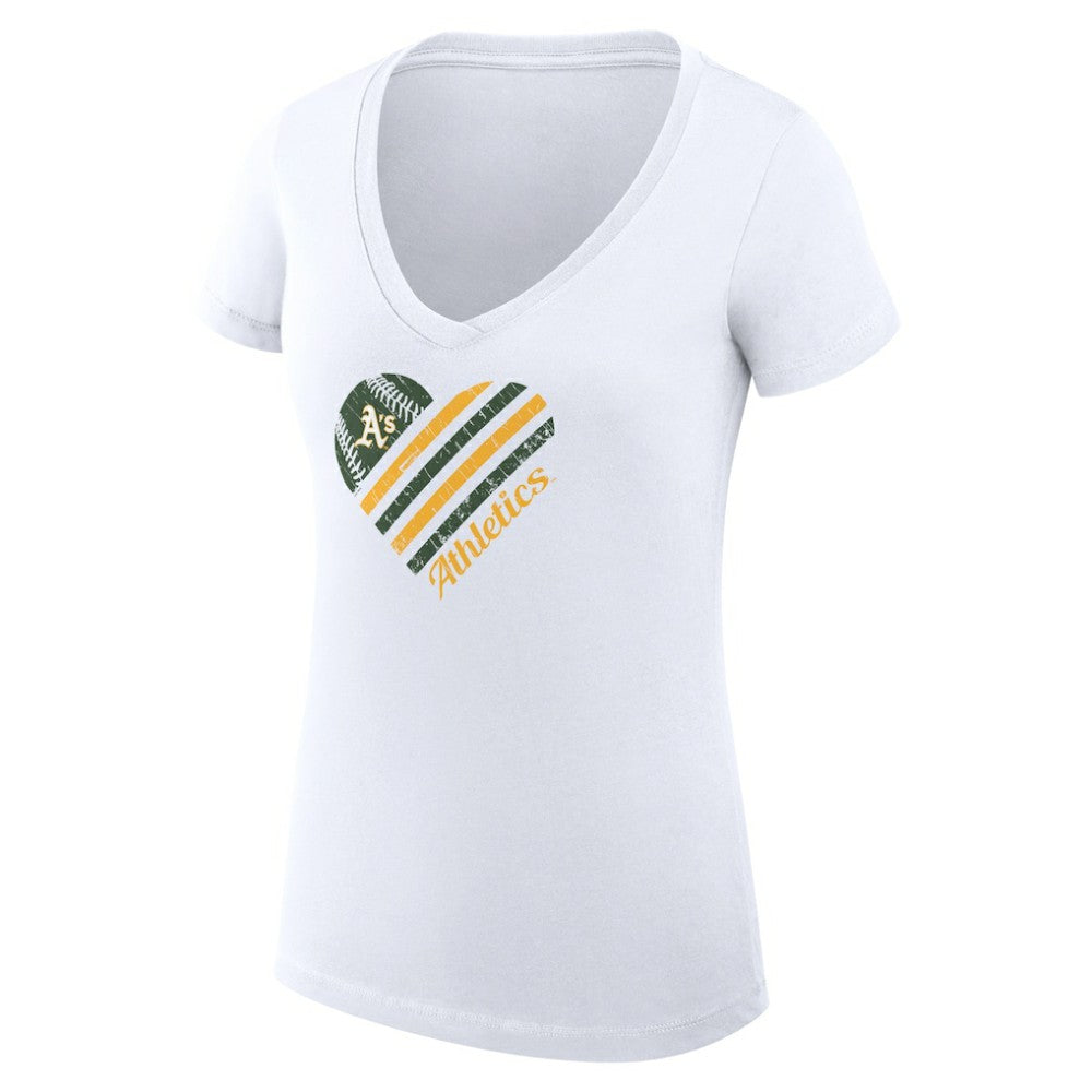 Athletics G-III 4Her by Carl Banks Women's Super-Slim Fit Lightweight Heart V-Neck T-Shirt - White T-shirts