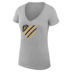 Pittsburgh Pirates G-III 4Her by Carl Banks Women's Super-Slim Fit Lightweight Heart V-Neck T-Shirt - Heather Gray T-shirts