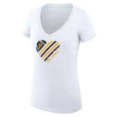 Pittsburgh Pirates G-III 4Her by Carl Banks Women's Super-Slim Fit Lightweight Heart V-Neck T-Shirt - White T-shirts