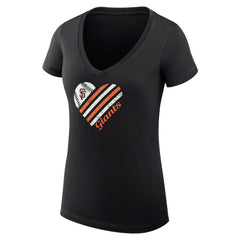 San Francisco Giants G-III 4Her by Carl Banks Women's Super-Slim Fit Lightweight Heart V-Neck T-Shirt - Black T-shirts
